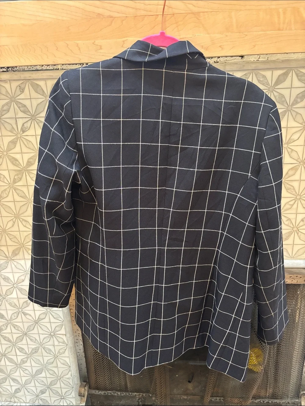 Nine West Navy Windowpane Blazer